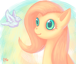 Size: 1000x838 | Tagged: safe, artist:nanghyang, fluttershy, bird, g4, female, solo