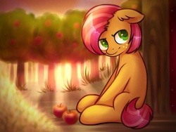 Size: 1024x768 | Tagged: safe, artist:mausefang, babs seed, earth pony, pony, g4, apple, female, solo