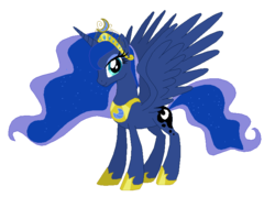 Size: 757x542 | Tagged: safe, artist:nightmarelunafan, artist:selenaede, princess luna, g4, elements of harmony, female, simple background, smiling, solo, ultimate luna