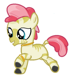 Size: 398x424 | Tagged: safe, artist:unoriginai, oc, oc only, hybrid, zebra, zony, adoptable, adopted, jewelry, magical lesbian spawn, mulatto, offspring, parent:apple bloom, parent:zecora, parents:zecobloom, simple background, solo, white background