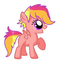 Size: 496x524 | Tagged: safe, artist:unoriginai, oc, oc only, oc:spectrum sprint, pegasus, pony, blank flank, magical lesbian spawn, offspring, parent:rainbow dash, parent:scootaloo, parents:scootadash, simple background, solo, white background