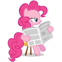 Size: 5000x5000 | Tagged: safe, artist:sarcoptess, pinkie pie, g4, absurd resolution, female, newspaper, simple background, solo, transparent background, vector