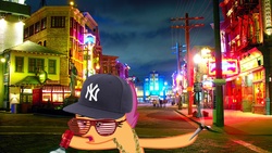 Size: 2560x1440 | Tagged: safe, edit, scootaloo, g4, alcohol, cap, drugs, golden chain, hat, irl, joint, new york yankees, photo, ponies in real life, shutter shades, sunglasses, swag