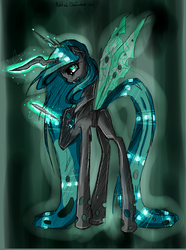 Size: 1110x1494 | Tagged: safe, artist:nihhal, queen chrysalis, changeling, changeling queen, g4, crown, female, jewelry, mirror, regalia, solo