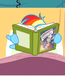 Size: 568x660 | Tagged: safe, screencap, rainbow dash, pony, g4, read it and weep, animated, bed, book, cropped, female, hospital bed, solo