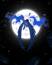 Size: 4800x6000 | Tagged: safe, artist:flamevulture17, princess luna, alicorn, pony, g4, absurd resolution, backlighting, female, flying, impossibly large wings, moon, solo, vector