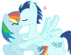 Size: 629x488 | Tagged: safe, artist:kyuuchan09, rainbow dash, soarin', g4, cheek kiss, female, kissing, male, ship:soarindash, shipping, straight