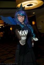 Size: 1365x2048 | Tagged: safe, artist:dtjaaaam, princess luna, human, g4, 2013, anime los angeles, clothes, cosplay, glasses, gloves, irl, irl human, photo, solo