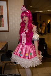 Size: 1365x2048 | Tagged: safe, artist:dtjaaaam, pinkie pie, human, g4, anime los angeles, clothes, cosplay, dress, headband, irl, irl human, photo, solo