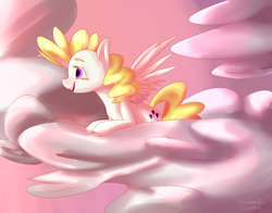 Size: 1400x1100 | Tagged: safe, artist:moonsharddragon, surprise, g1, cloud, cloudy, female, solo