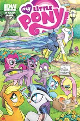 Size: 2063x3131 | Tagged: safe, artist:andy price, idw, applejack, fluttershy, pinkie pie, princess celestia, princess luna, rainbow dash, rarity, spike, twilight sparkle, alicorn, pony, g4, comic, cover, female, makeup, mane seven, mane six, mare, roller skates, tentacles, twilight sparkle (alicorn)