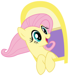 Size: 4394x4840 | Tagged: safe, artist:synch-anon, artist:twiforce, fluttershy, g4, absurd resolution, cute, female, happy, shyabetes, simple background, smiling, solo, transparent background, vector, window