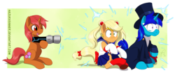 Size: 1829x767 | Tagged: safe, artist:hazurasinner, applejack, oc, g4, canon x oc, cosplay, prosthetics, sailor moon (series), tuxedo mask