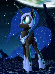 Size: 617x833 | Tagged: safe, artist:zigword, nightmare moon, g4, female, solo