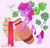 Size: 1129x1086 | Tagged: safe, artist:foxda, berry punch, berryshine, earth pony, pony, g4, bipedal, clothes, colored pupils, dionysus, female, grapes, greek mythology, heart, heart eyes, jug, libation, pink background, robe, smiling, solo, toga, vase, wine, wingding eyes