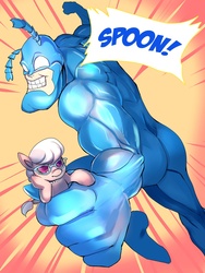 Size: 900x1200 | Tagged: safe, artist:bakki, silver spoon, g4, crossover, glasses, pun, the tick, visual pun