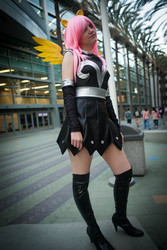 Size: 3744x5616 | Tagged: safe, artist:mooshuu, fluttershy, private pansy, human, g4, boots, clothes, convention, cosplay, costume, equestria la, equestria la 2012, high heel boots, irl, irl human, photo, shoes, solo