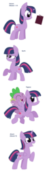 Size: 1308x4736 | Tagged: safe, artist:pupster0071, spike, twilight sparkle, dragon, earth pony, pegasus, pony, unicorn, g4, all pony races, dragons riding ponies, earth pony twilight, pegasus twilight sparkle, race swap, raised hoof, riding, simple background, spike riding twilight, twilight sparkle (alicorn), unicorn twilight, white background