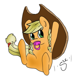 Size: 873x871 | Tagged: safe, artist:silver1kunai, applejack, g4, baby, female, filly, simple background, solo