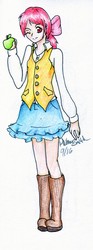 Size: 746x2006 | Tagged: safe, artist:rhapsodey, apple bloom, human, g4, female, humanized, light skin, solo, traditional art