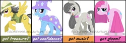 Size: 900x310 | Tagged: safe, artist:toontwins, daring do, octavia melody, pinkie pie, trixie, g4, pinkamena diane pie