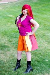 Size: 427x640 | Tagged: safe, artist:lochlan o'neil, sunset shimmer, human, equestria girls, g4, cosplay, hand on hip, irl, irl human, photo, solo