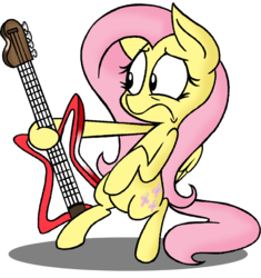 Size: 1074x1142 | Tagged: safe, fluttershy, pony, g4, bipedal, female, guitar, musical instrument, solo