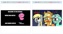 Size: 534x286 | Tagged: safe, applejack, derpy hooves, lyra heartstrings, pegasus, pony, g4, 4chan, 4chan screencap, exploitable meme, female, internet, juxtaposition, juxtaposition win, mare, meme, transformers, transformers prime