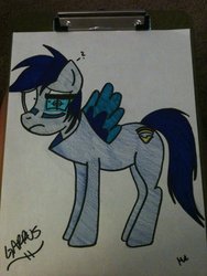 Size: 774x1032 | Tagged: safe, artist:mskitsune, pony, garrus vakarian, hmd, mass effect, ponified, solo, traditional art