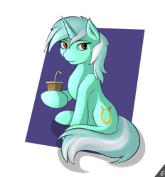 Size: 1188x1280 | Tagged: safe, artist:capseys, lyra heartstrings, pony, unicorn, g4, female, mare, simple background, smoothie, solo, transparent background