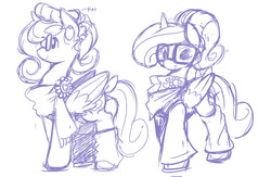 Size: 950x621 | Tagged: safe, artist:ende26, princess cadance, g4, clothes, glasses, monochrome