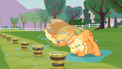 Size: 1280x720 | Tagged: safe, screencap, applejack, apple family reunion, g4, female, solo