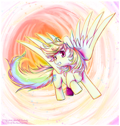 Size: 686x720 | Tagged: safe, artist:nauticalsparrow, oc, oc only, oc:white whirl, pegasus, pony, action pose, flying, offspring, parent:rainbow dash, parent:soarin', parents:soarindash, solo