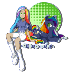 Size: 900x940 | Tagged: safe, artist:ssenarrya, oc, oc only, oc:cloud puff, human, human ponidox, humanized, light skin, offspring, parent:rainbow dash, parent:soarin', parents:soarindash, winged humanization