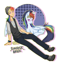 Size: 900x940 | Tagged: safe, artist:ssenarrya, oc, oc only, oc:sunrise brisk, human, dog tags, hat, human ponidox, humanized, light skin, offspring, parent:rainbow dash, parent:soarin', parents:soarindash, solo, winged humanization