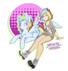 Size: 800x836 | Tagged: safe, artist:ssenarrya, oc, oc only, oc:white whirl, human, human ponidox, humanized, light skin, not rainbow dash, offspring, parent:rainbow dash, parent:soarin', parents:soarindash, solo, winged humanization