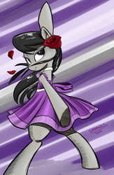 Size: 2299x3533 | Tagged: safe, artist:php60, octavia melody, earth pony, pony, g4, bipedal, clothes, dress, female, rose, solo