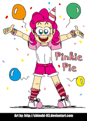 Size: 743x1036 | Tagged: safe, artist:shinobi-03, pinkie pie, human, g4, balloon, female, hat, humanized, light skin, party hat, solo