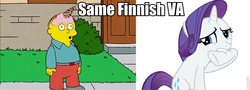 Size: 960x347 | Tagged: safe, rarity, g4, exploitable meme, finnish, male, meme, ralph wiggum, same voice actor, taru tikkanen, the simpsons, voice actor