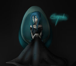 Size: 955x836 | Tagged: dead source, safe, artist:mister-pierrot, queen chrysalis, human, g4, female, humanized, light skin, solo