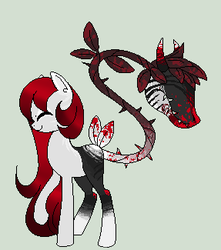 Size: 287x325 | Tagged: safe, artist:glitternaut, artist:sockl, oc, oc only, cow plant pony, monster pony, original species, augmented tail, solo