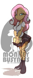 Size: 955x2258 | Tagged: safe, artist:bluntwhiskey, fluttershy, human, g4, female, humanized, moderate dark skin, solo