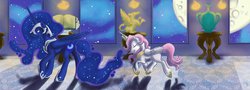 Size: 1489x537 | Tagged: safe, artist:outcastermine, princess celestia, princess luna, g4, alternate universe, role reversal