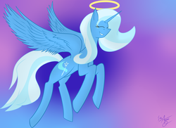 Size: 3300x2400 | Tagged: safe, artist:aeonocean, trixie, pony, unicorn, g4, ask-stoned-trixie, female, halo, mare, solo