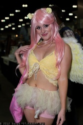 Size: 1365x2048 | Tagged: safe, artist:flirt fillies, fluttershy, human, g4, belly, belly button, cleavage, comikaze expo, cosplay, female, irl, irl human, photo, solo