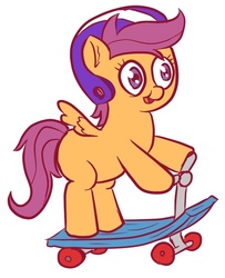 Size: 588x723 | Tagged: safe, artist:applebeans, edit, scootaloo, g4, female, remake, scooter, solo