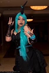 Size: 1365x2048 | Tagged: safe, artist:medusamayhem, queen chrysalis, human, g4, clothes, cosplay, fingerless gloves, gloves, irl, irl human, pacific media expo, pacific media expo 2012, photo, solo