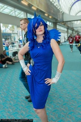 Size: 1365x2048 | Tagged: safe, artist:dtjaaaam, princess luna, human, g4, clothes, cosplay, fingerless gloves, gloves, irl, irl human, photo, san diego comic con