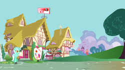 Size: 1280x720 | Tagged: safe, lyra heartstrings, pinkie pie, chicken, g4, colonel sanders, kfc, moustache, ponies eating meat