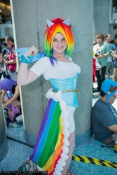 Size: 1365x2048 | Tagged: safe, rainbow dash, human, g4, anime expo, clothes, cosplay, dress, gala dress, irl, irl human, photo